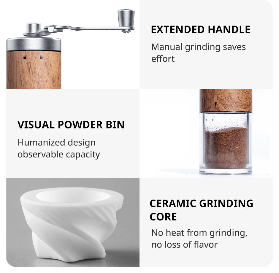 Coffee Bean Grinder Portable Wood Grain