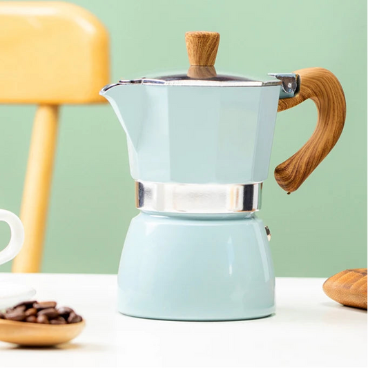 Vintage Moka Pot with Wooden Handle