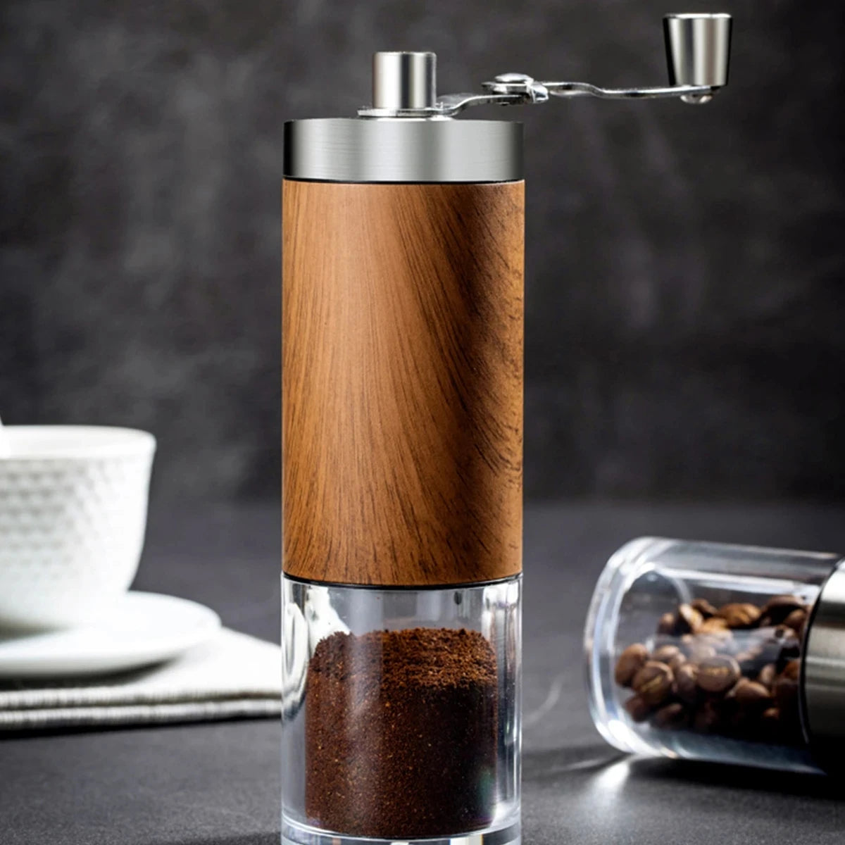 Coffee Bean Grinder Portable Wood Grain