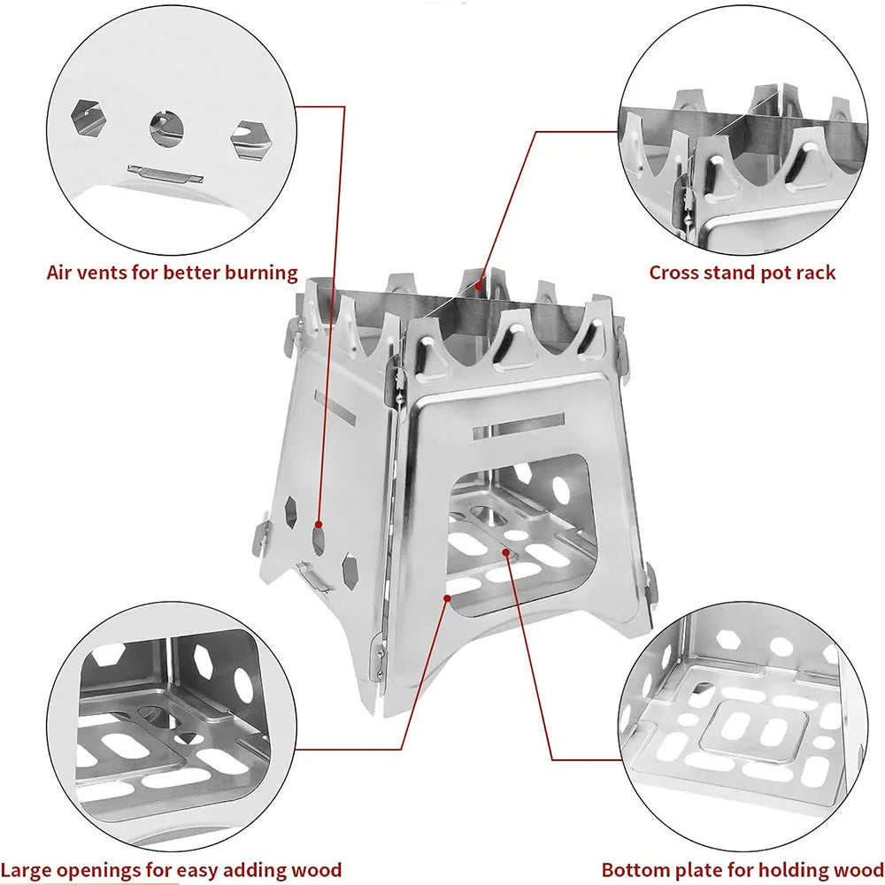 Portable Camping Wood Stove with Stainless Steel