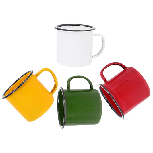 4 Pcs Trendy Retro Enamel Mug Coffee Cups