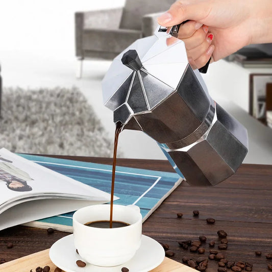 Italian Stovetop Moka Pot – Stainless Steel