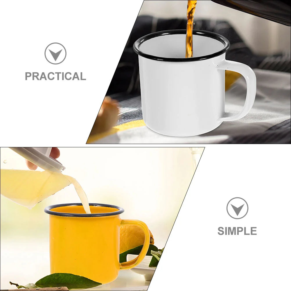 4 Pcs Trendy Retro Enamel Mug Coffee Cups