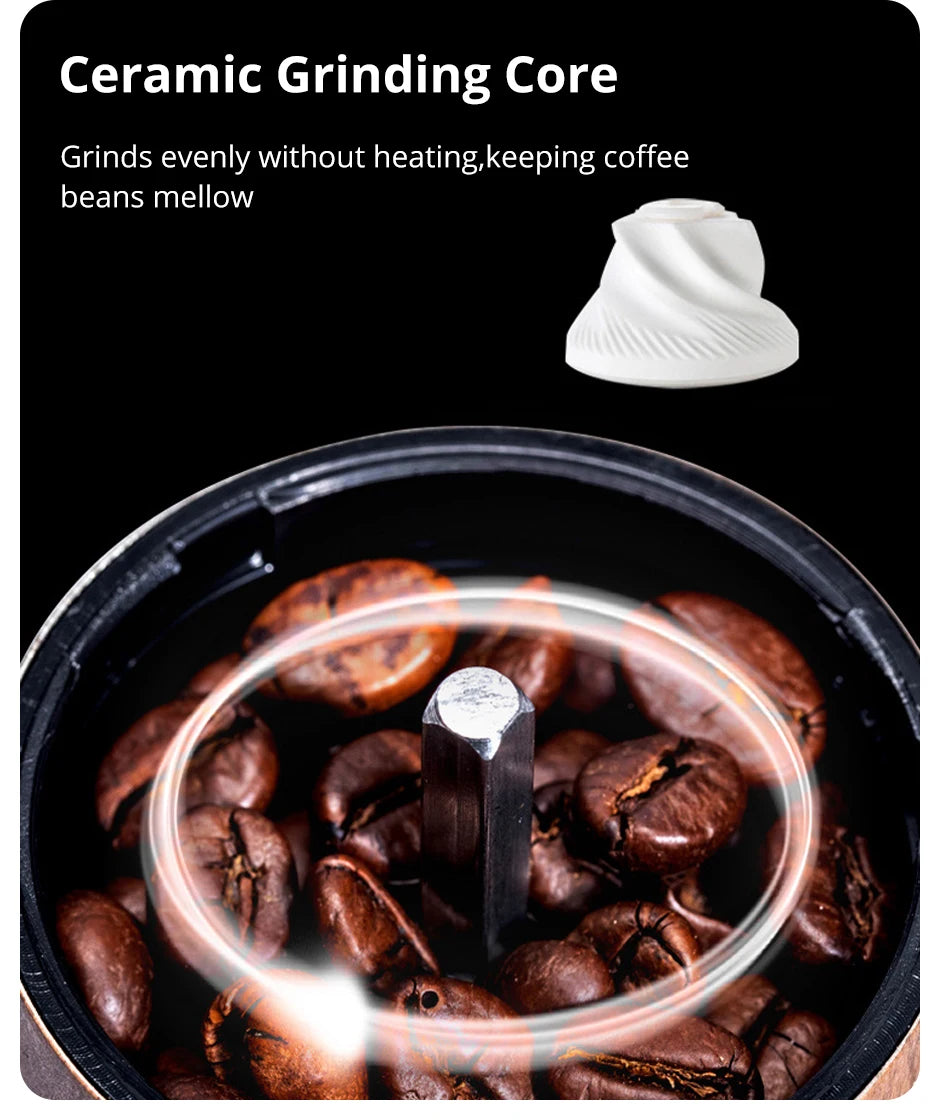 Coffee Bean Grinder Portable Wood Grain