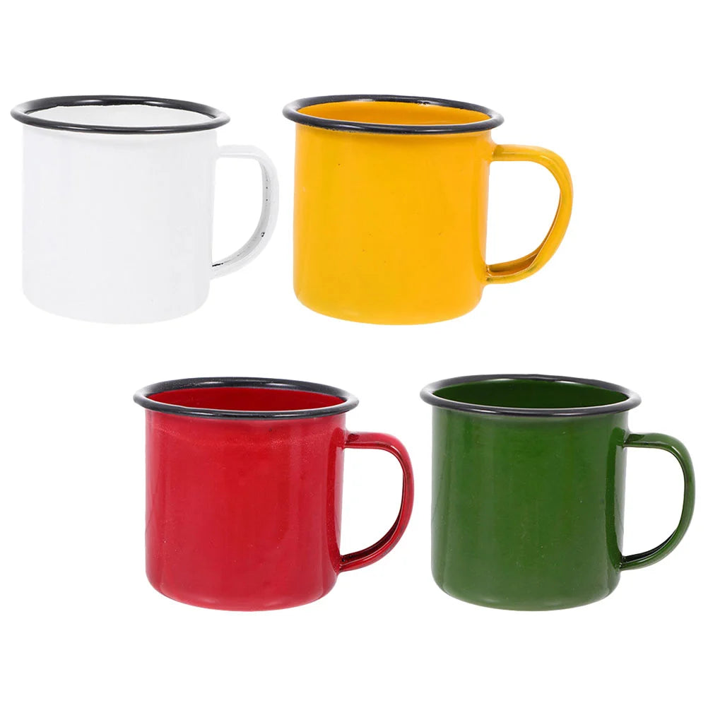 4 Pcs Trendy Retro Enamel Mug Coffee Cups