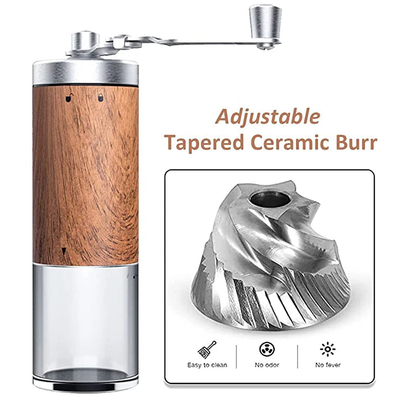Coffee Bean Grinder Portable Wood Grain