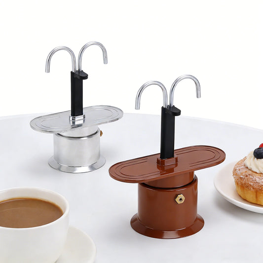 Double Cup Espresso Maker Mini Artistic Aluminum Coffee Moka Pot